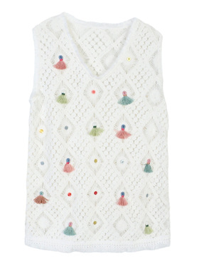 法式度假风连衣裙女流苏手勾无袖A字裙时尚气质镂空背心针织裙薄