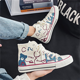 XZ1118-7823P45男士高帮涂鸦帆布鞋板鞋，男鞋帆布鞋，星座1118