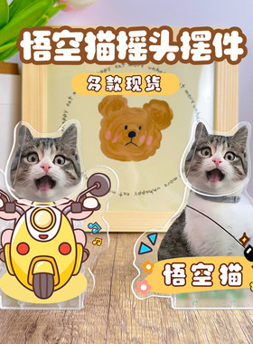 悟空小猫赵朔师徒亚克力电动摇头摆件应援周边办公室车载桌面创意