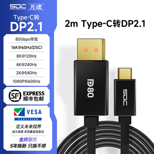 SDC/光魂TYPE-C转DP2.1线缆