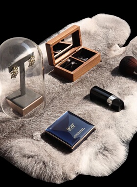 【兔毛首饰】样板房衣帽间梳妆轻奢皮草耳饰口红美妆摆件气质组合