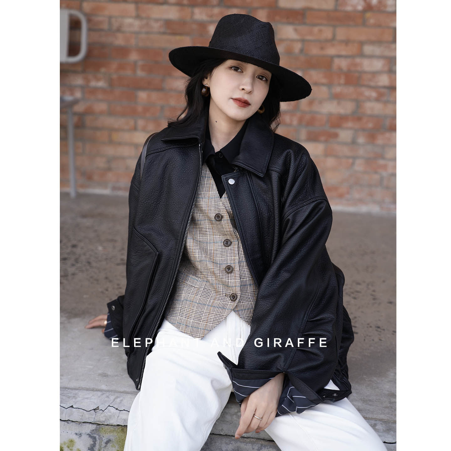 大象和长颈鹿 经典 历久弥新 英国进口荔枝纹羊皮翻领夹克 509314,女装/女士精品,皮衣,淘宝优惠券,粉丝福利购,淘宝优惠卷