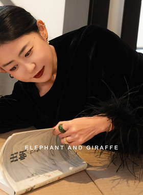 大象和长颈鹿 一抹青峦 和田玉素面宽戒 不退可换大小 ACC456