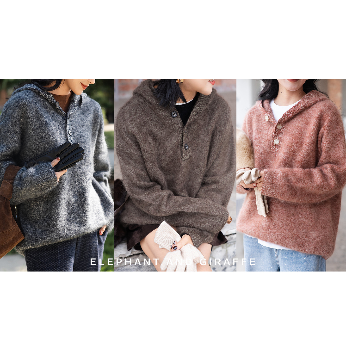 大象和长颈鹿 慵懒冬日 云朵触感澳洲进口羊毛拉绒毛衣多色511103