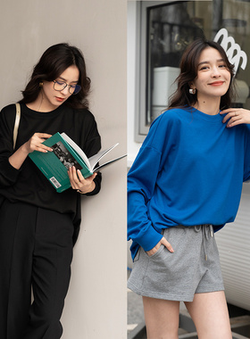 大象和长颈鹿 松弛氛围感 轻薄柔软 简约长袖T恤 可单穿 402104