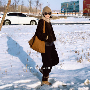 大象和长颈鹿 老钱风骨 肯尼亚羊皮拉贡毛领短大衣 骆驼绒 512312