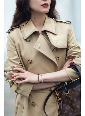 大象和长颈鹿经典系列意大利工艺经典版型战壕风衣显瘦长款108134