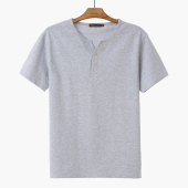 男士 弹力男装 V领短袖 休闲T恤纯棉汗衫 短T t恤中老年宽松加大码 夏季