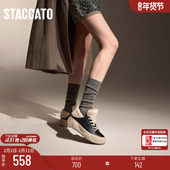 复古毛毛鞋 保暖厚底休闲鞋 板鞋 思加图新款 女鞋 子EU005DM4