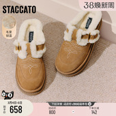 厚底增高女鞋 思加图冬季 保暖加绒毛毛鞋 复古勃肯鞋 子EIY04DH5 新款