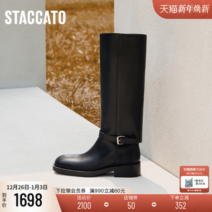 思加图新款 靴9Y005DG4 黑森林骑士靴复古长靴厚底时装