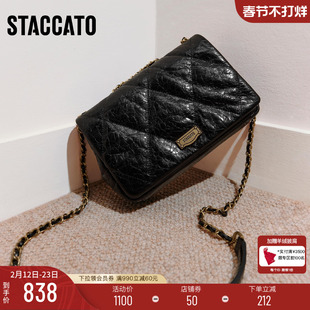 思加图新款百搭通勤百搭小方包菱格链条包单肩包女包X8263CX5