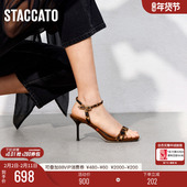 百利甜法式 一字带凉鞋 细高跟鞋 思加图新款 女凉鞋 EBB11BL5