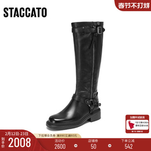 [定制小码34/大码40胖瘦脚]思加图冬东十街骑士女靴EIH04DG5A