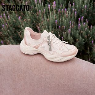 女EJB01AM6 厚底增高透气运动休闲鞋 思加图2026新款 蝴蝶梦境老爹鞋