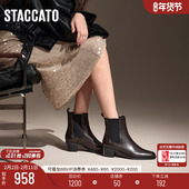 思加图新款 十月伦敦切尔西靴英伦风粗跟短靴女靴9UU02DD4