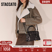 思加图新款 橙皮书公文包复古小方包手提包单肩斜挎包X8301DX5