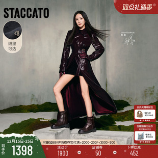 杨幂同款 荒野玫瑰英伦风厚底加绒马丁靴女EGB38DZ5 思加图新款