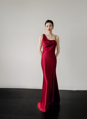 Nomeives显瘦新娘鱼尾礼服红【朝霞】高级简约宴会中式婚礼敬酒服