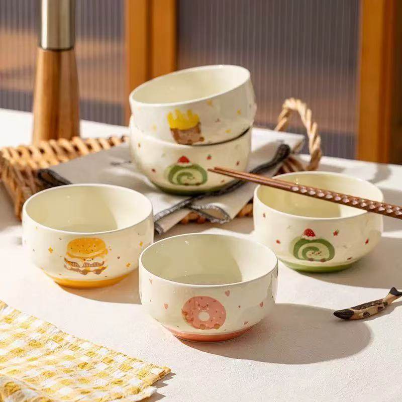 ins风可爱卡通釉下彩家用碗m851【CH】,餐饮具,泡面碗,淘宝优惠券,粉丝福利购,淘宝优惠卷