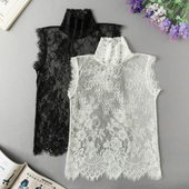 百搭高领蕾丝假领子无袖 内搭假衣领 饰领衬衫 打底衫 百搭立领毛衣装