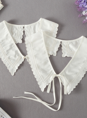 TMP-159白色雪纺V领装饰领春夏百搭假领女外搭配裙