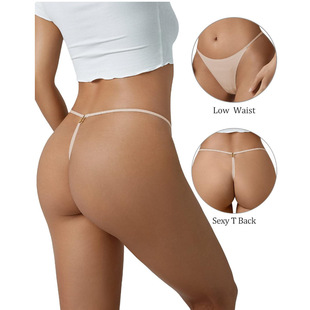 跨境无痕内裤性感细带环扣t裤健身内裤 一片式女士丁字内裤