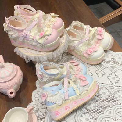 可爱洛丽塔鞋子松糕底厚底仙女lolita女生少女甜美奶油草莓小皮鞋