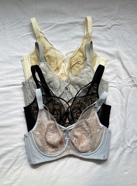 芯氧6965超薄水晶杯内衣女软钢圈大胸显小兔耳朵聚拢调整型文胸罩