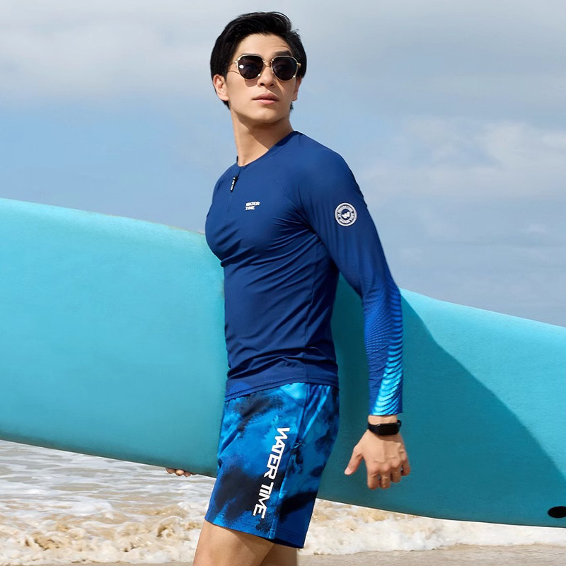 WaterTime泳衣男士长袖泳衣套装海边度假游泳冲浪速干游泳套装