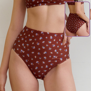 delightpool 三角泳裤女士百搭比基尼高腰炫彩遮肚显瘦三角泳裤