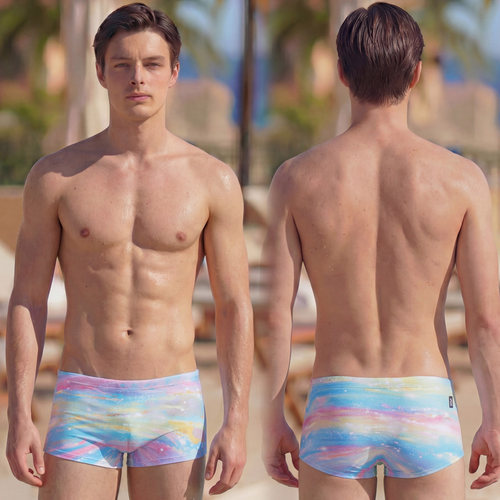 Lemango游泳裤专业竞速五分裤抗氟三角平角短裤男泳裤