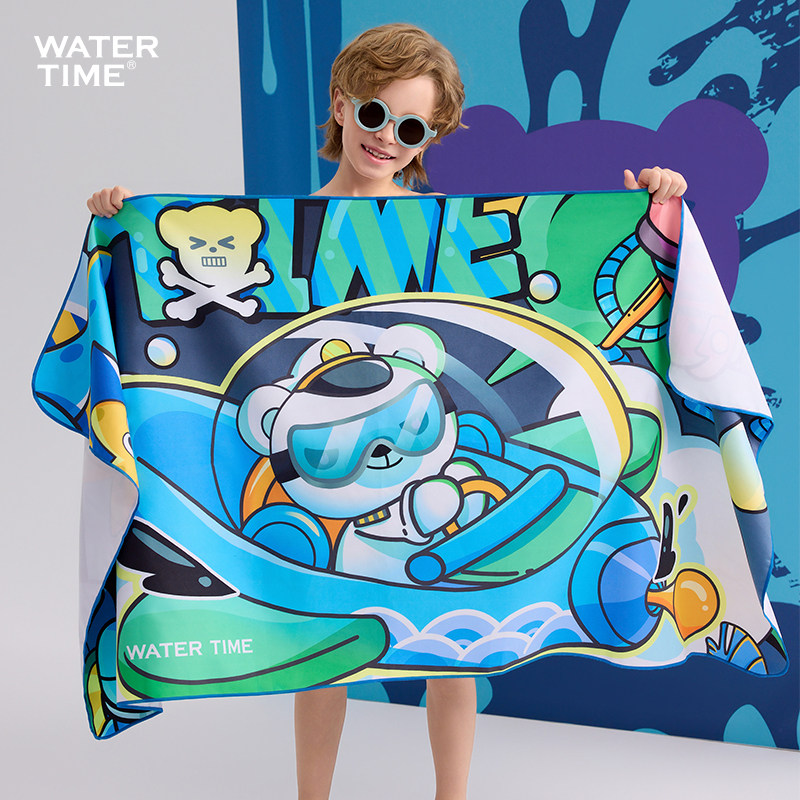watertime儿童浴巾卡通可爱游泳青训吸水巾速干沙滩洗澡裹巾毛巾