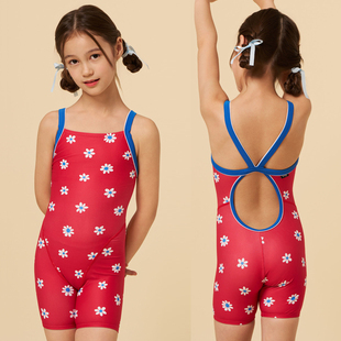 新款 韩国rally女童大中童小童五分保守连体竞速专业训练竞速泳衣