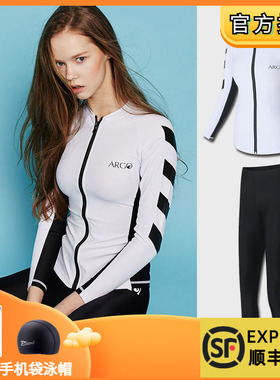韩国Argo拉链潜水外套女冲浪分体水母长袖情侣防晒户外健身泳衣