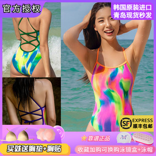 2023新品 韩国senti泳衣竞速训练室内三角中高开叉竞技连体泳衣