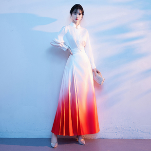 七一大合唱团新中式马面裙演出服女长裙成人主持朗诵钢琴独奏礼服