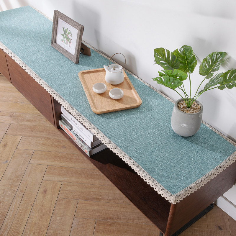 北欧日系棉麻电视柜桌布茶几床头柜鞋柜防尘蕾丝长方形盖布定做,居家布艺,桌布,淘宝优惠券,粉丝福利购,淘宝优惠卷