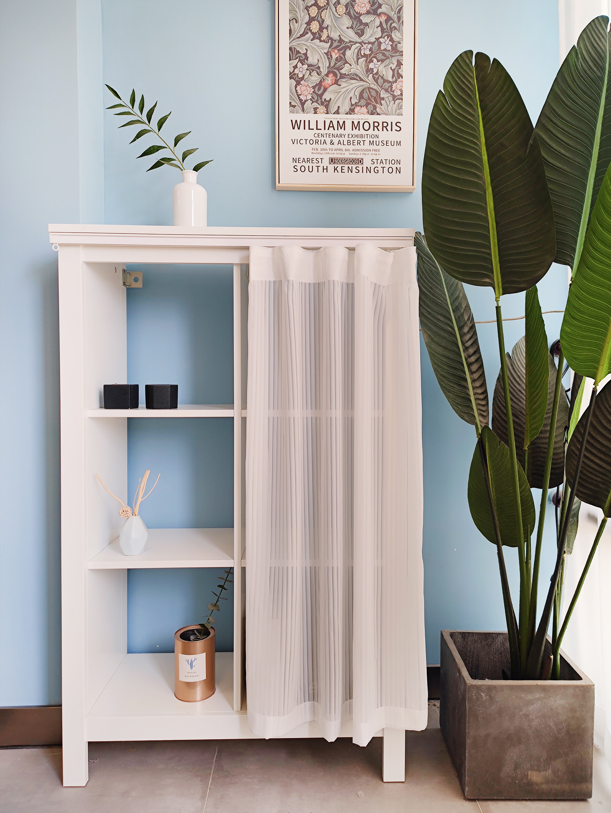 遮挡防尘柜帘百叶纱衣柜帘送粘贴轨道简约遮丑帘隔断门帘洗衣机帘