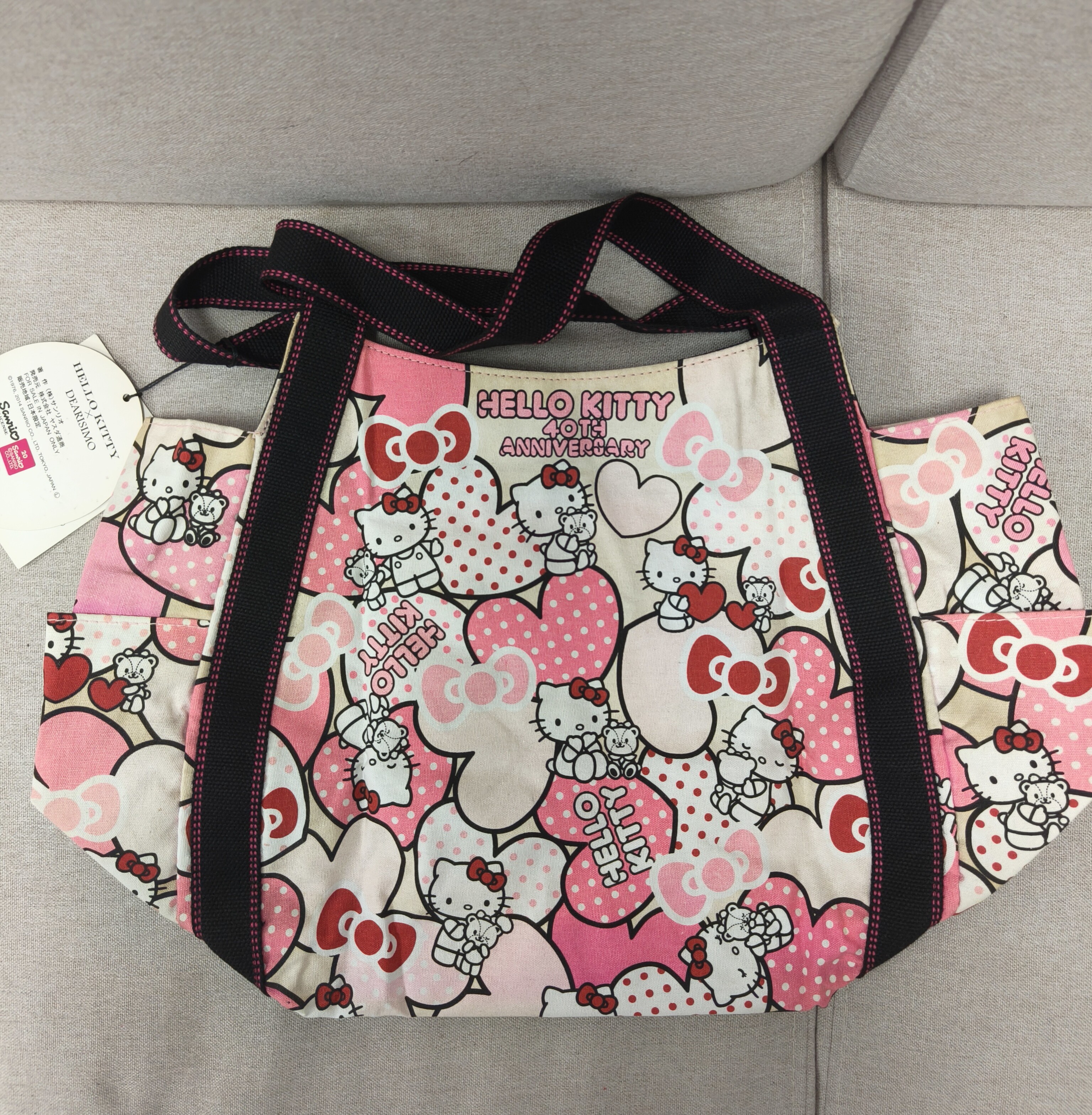 Hellokitty稀有2015年40周年纪念托特包大背包帆布包