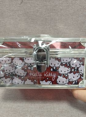 HelloKitty中古稀有2013年绝版暗红闪闪收纳箱，有瑕便宜出