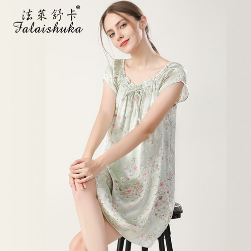 法莱舒卡桑蚕丝大码宽松睡裙