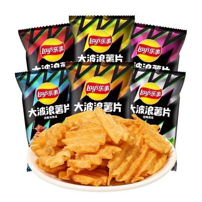 乐事大波浪薯片40g*10包多口味组合零食大礼包整箱批发