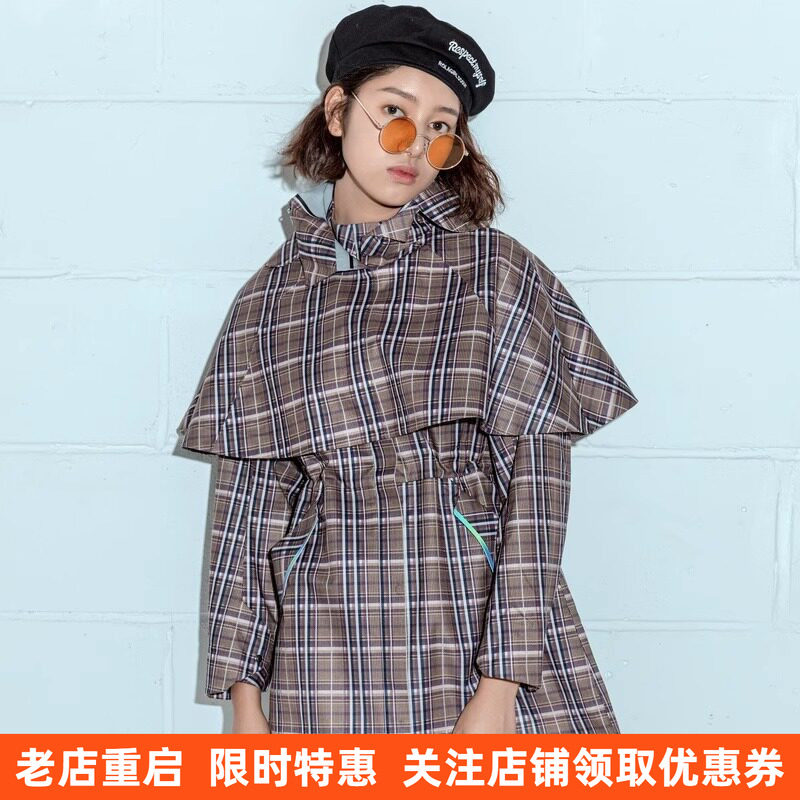 探路者冲锋衣女款时尚休闲中长款韩版春秋长袖复古冲锋衣
