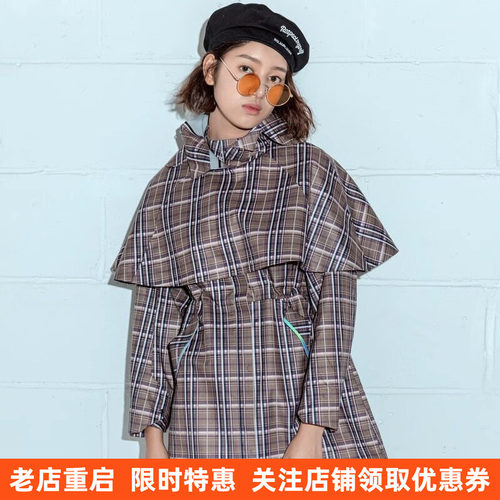 探路者冲锋衣女款时尚休闲中长款韩版春秋长袖复古冲锋衣