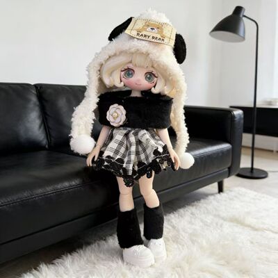 黑白熊猫8分bjdob11娃衣套装11-17厘兽仔潘妮阿巳体邦倪兔ymy衣服