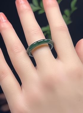 23号圈20.3mm天然A货翡翠戒圈老坑满绿玉石玉戒指圆环素圈指环