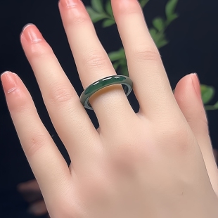 23号圈20.3mm天然A货翡翠戒圈老坑满绿玉石玉戒指圆环素圈指环