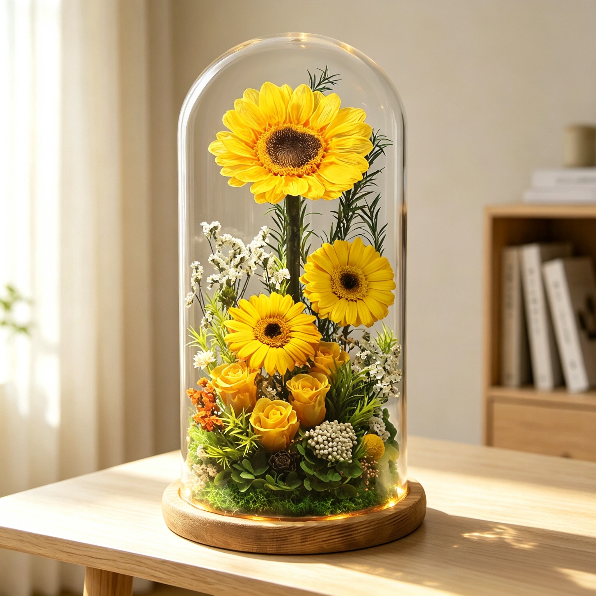 教师节特大向日葵太阳花摆件高级感永生花礼盒送女友生日纪念礼物