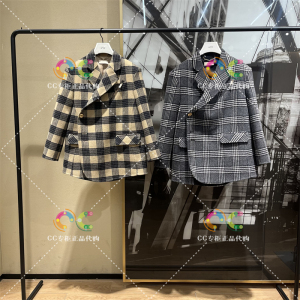 欧时力1TY404668F专柜正品2023年冬季新款格子羊毛呢西装外套2190